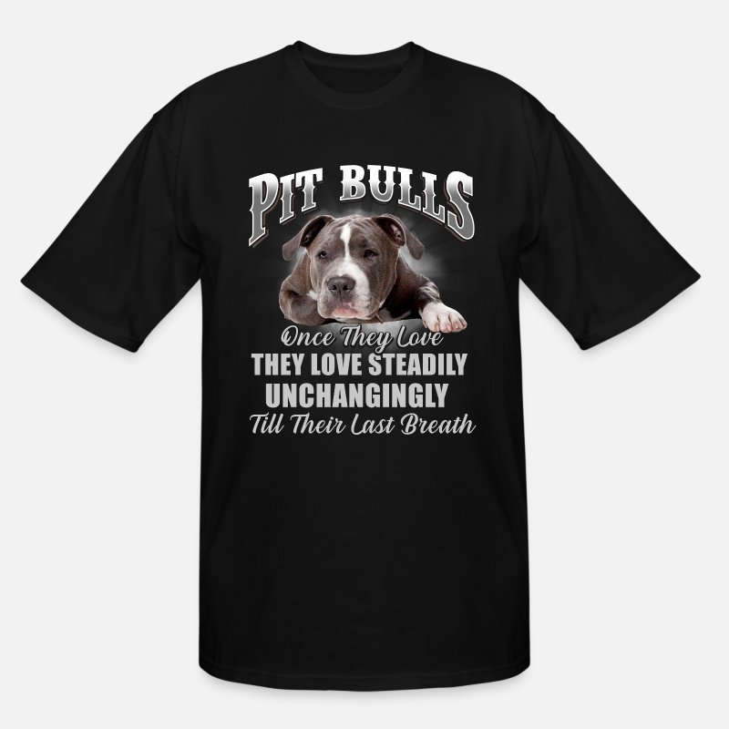 

Pitbulls Once They Love, They Love Steadily-5854 Funny Men’s Short Sleeve Graphic T-shirt Collection Black