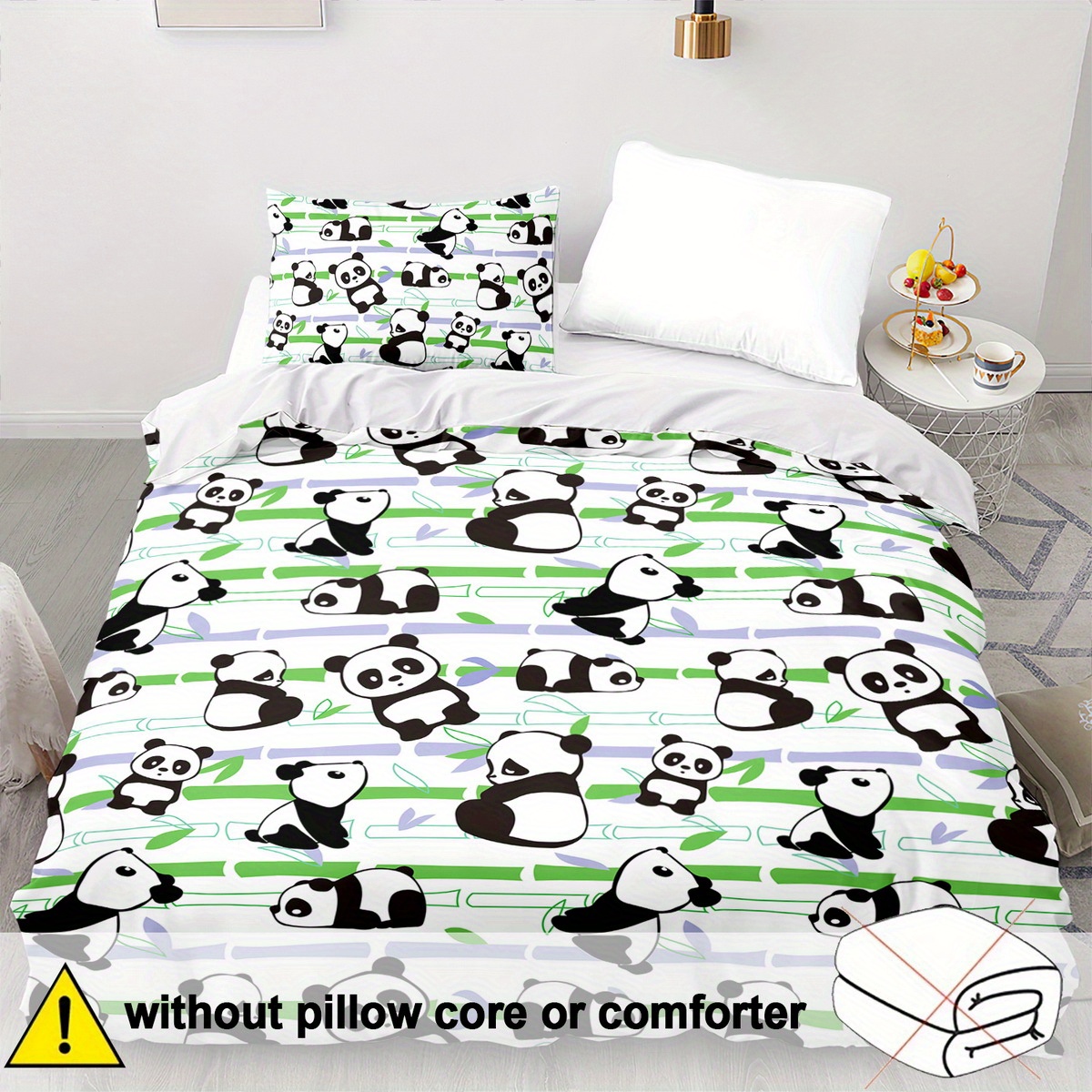 TEMU 2/3pcs Duvet Cover Set, Soft And Comfortable, Panda Duvet Cover Twin Size, Cute Panda Bed Set, Cute Bedding Erosebridal, Cartoon Panda Bedding