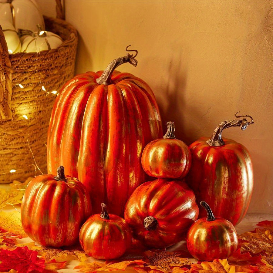 

7pcs Halloween Simulation Pumpkin, Model Artificial Craft Fall Harvest Decoration Halloween Gift