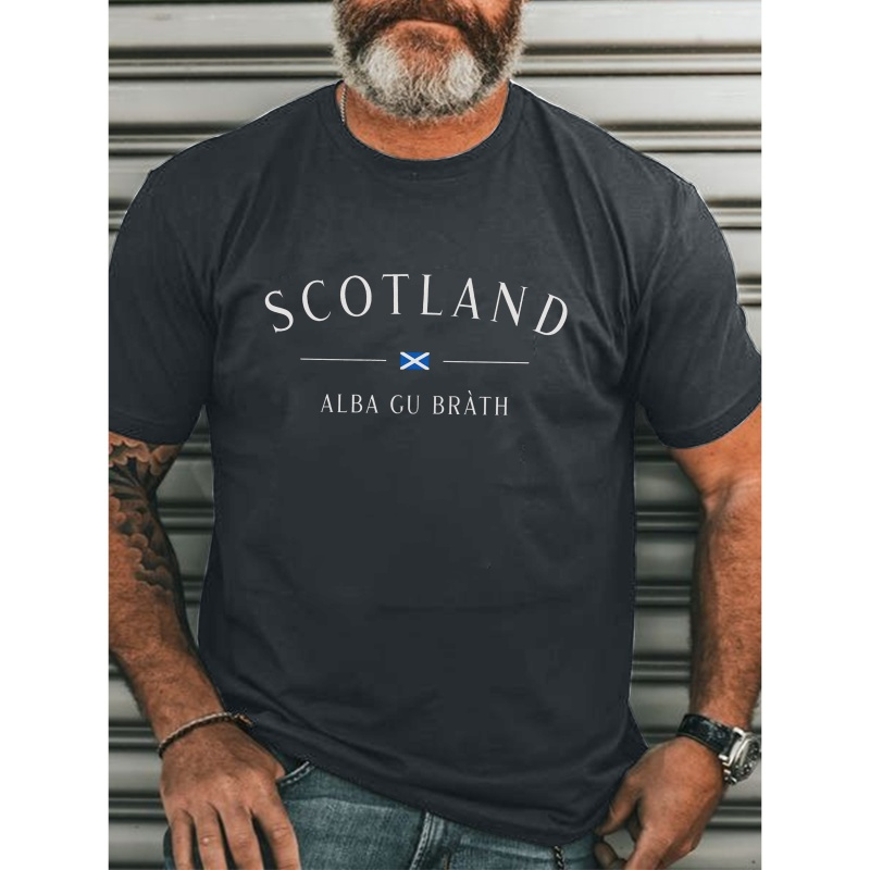 

Scotland Alba Gu Brath Print, Men's Crew Neck Short Sleeve T-shirt, Casual Comfy Fit Top For Summer