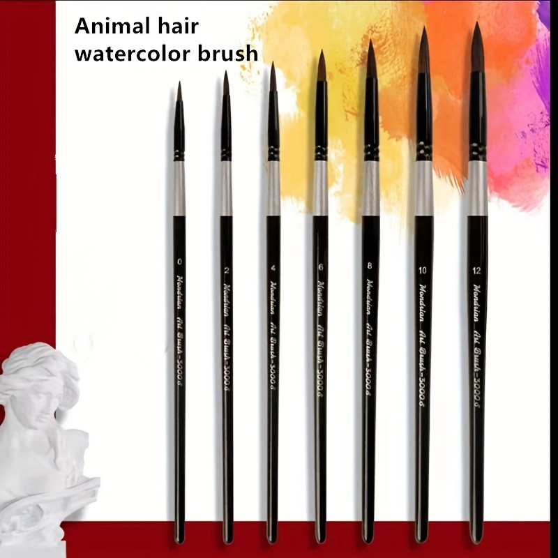 

Black Swan 7-piece Watercolor Brush Set - Premium Squirrel Fur Bristles For Artists & Beginners, Versatile Use In Acrylics, Inks & Powders, Luxurious Black Velvet Handles
