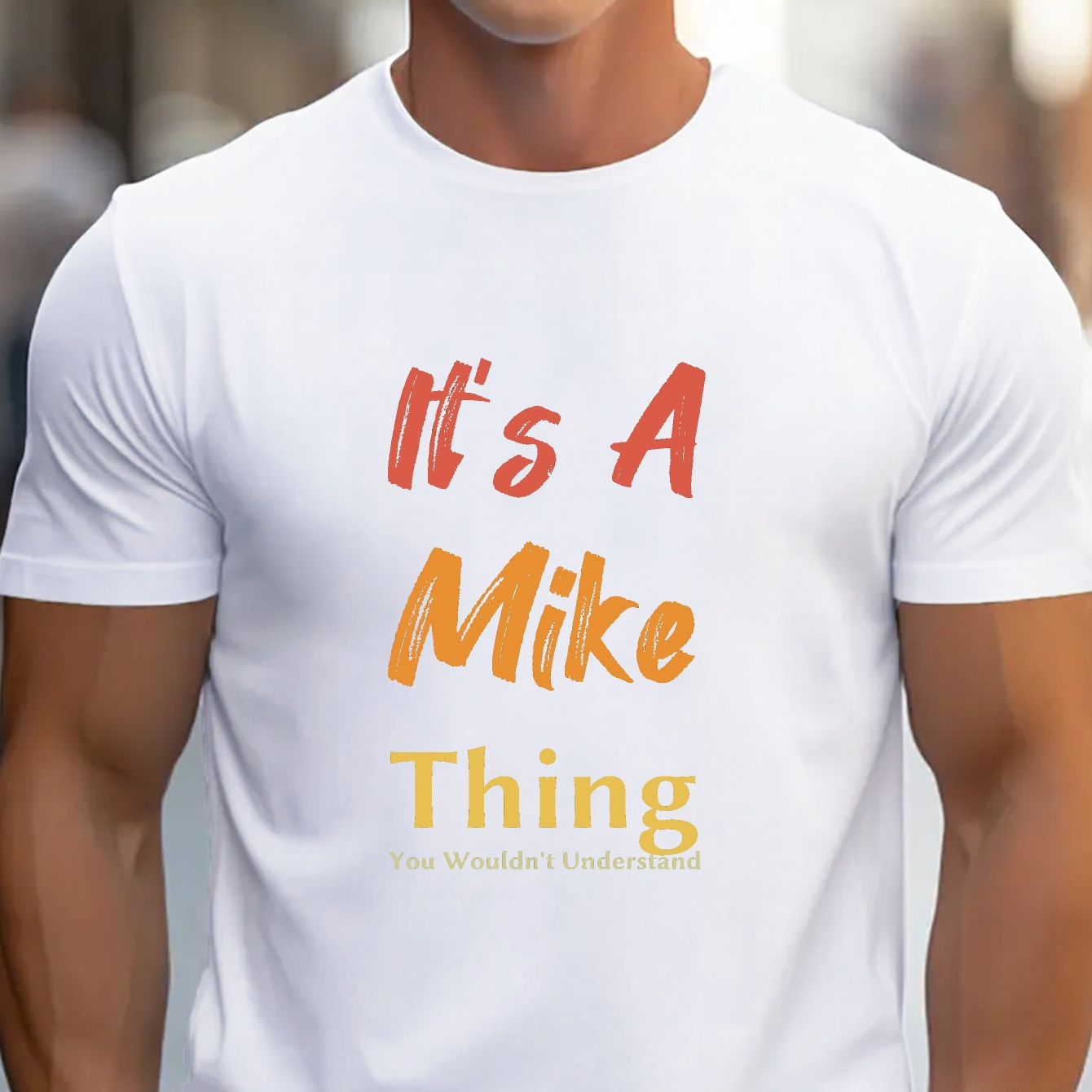 

1 Pc, 100% Cotton T-shirt, Casual Tees For Men, Comfort Fit Short Sleeves With "it's A Mike Thing" Print, Fashion T-shirts For Everyday Wear