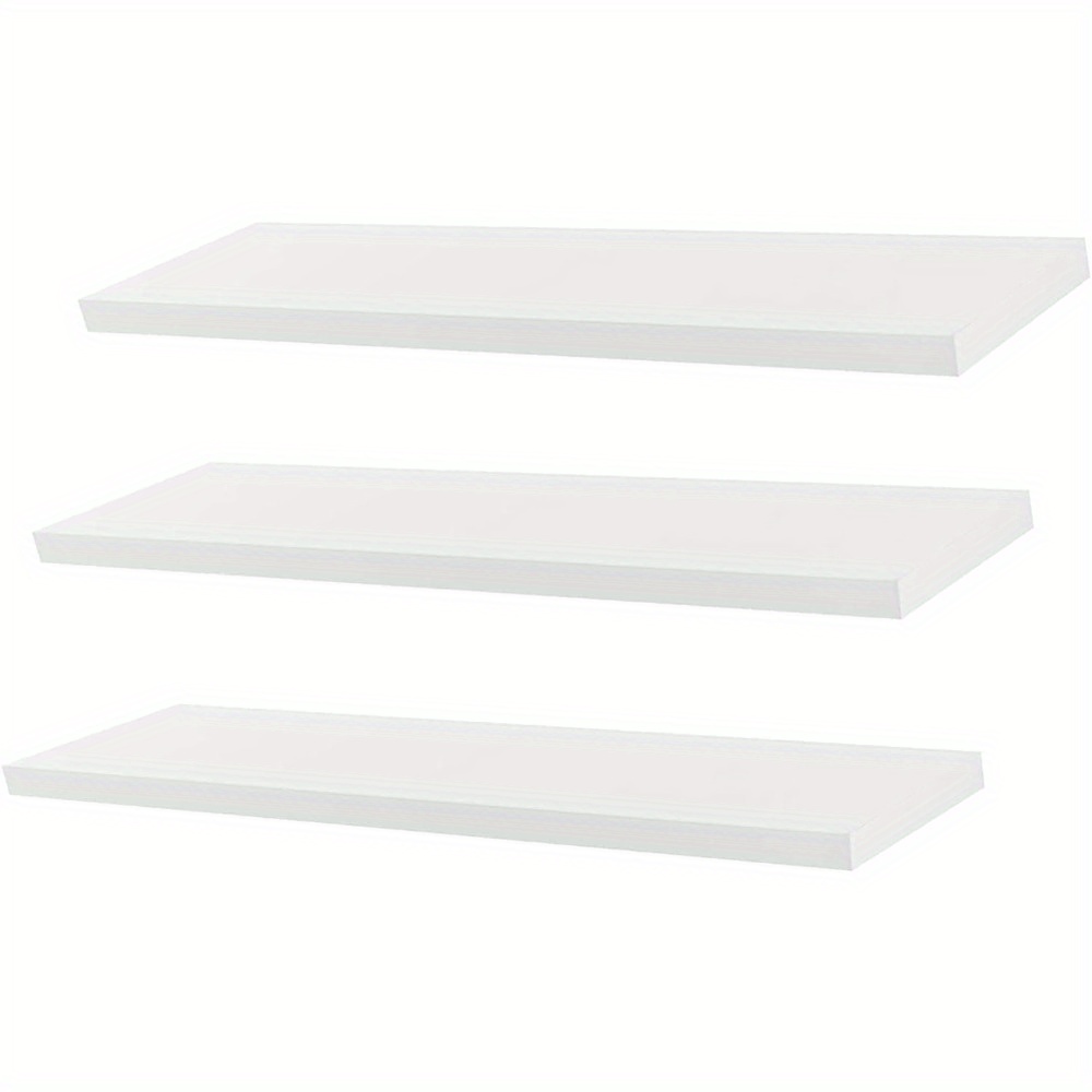 TEMU Set Of 3 Floating Shelves, Each 80cm Long, Designed For Wall Decoration. White Wooden Shelves Are Screw-mounted And Suitable For Use In