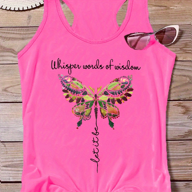 

Women' Round Neck Cartoon Letter Vest, Sleeveless Top
