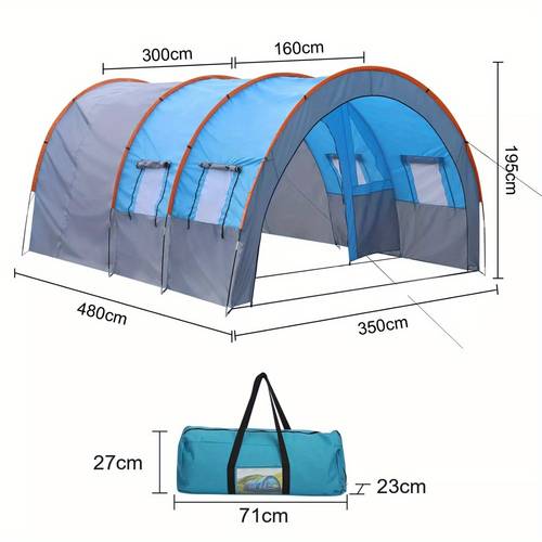 xxl tunnelzelt 4 6 person tent with multiple entrances ventilation mesh panels carry bag lightweight durable nylon for outdoor beach backyard easy setup portable design tents for camping backyard shelter ventilated mesh panels sturdy pole support