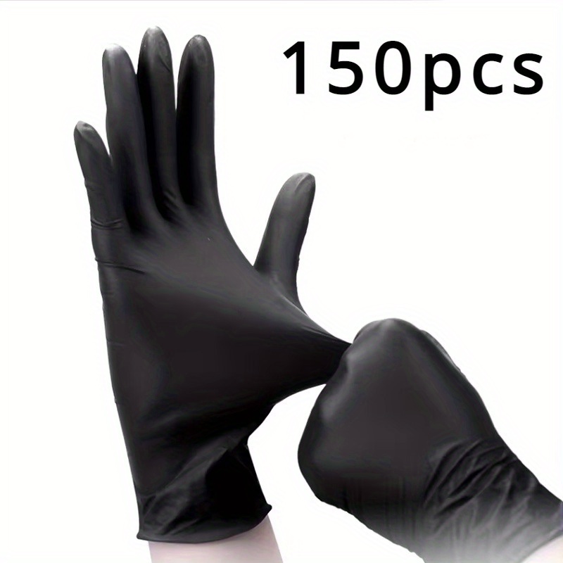 Image of 150pcs Black Disposable Pvc Composite Nitrile Gloves For Household Cleaning Pvc Composite Nitrile Gloves For Tattoos Nail Art Household Cleaning Tools