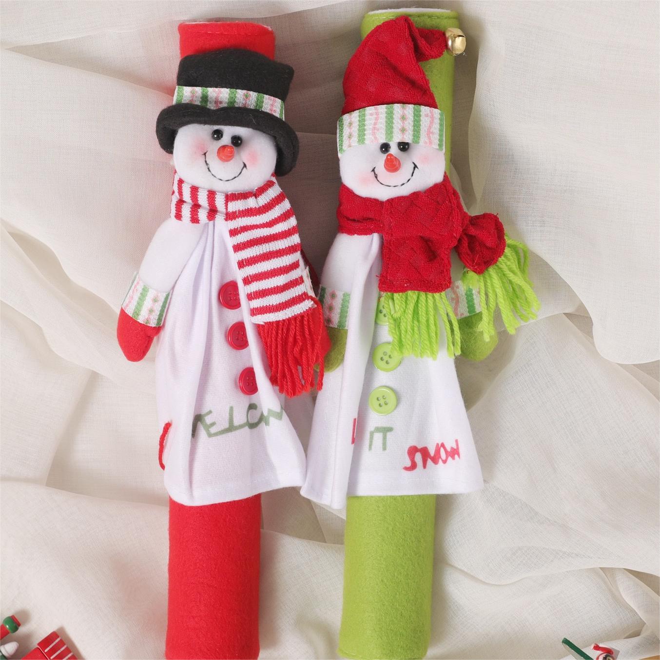 

Luckyjoy 4pcs Christmas Decor Set For Refrigerator & - Polyester Tableware Accessories