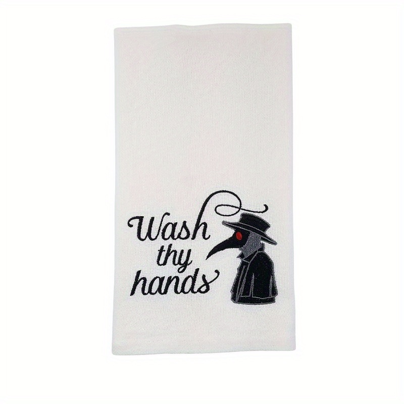 

1pc Personalized Plague Doctor Halloween Hand Towel, Ultra Soft Polyester Blend, 18x26 Inches, Design, Decor