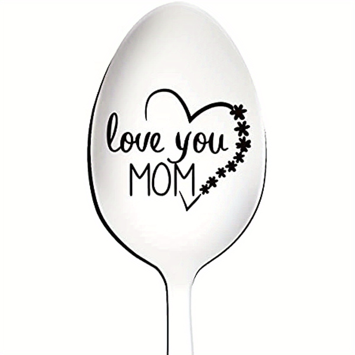 TEMU Engraved Stainless Steel Spoon " Mom" - 1 Elegant Piece Of Coffee, Ice Cream And Dessert Cutlery - Ideal For Birthdays, Christmas, Party Gifts,