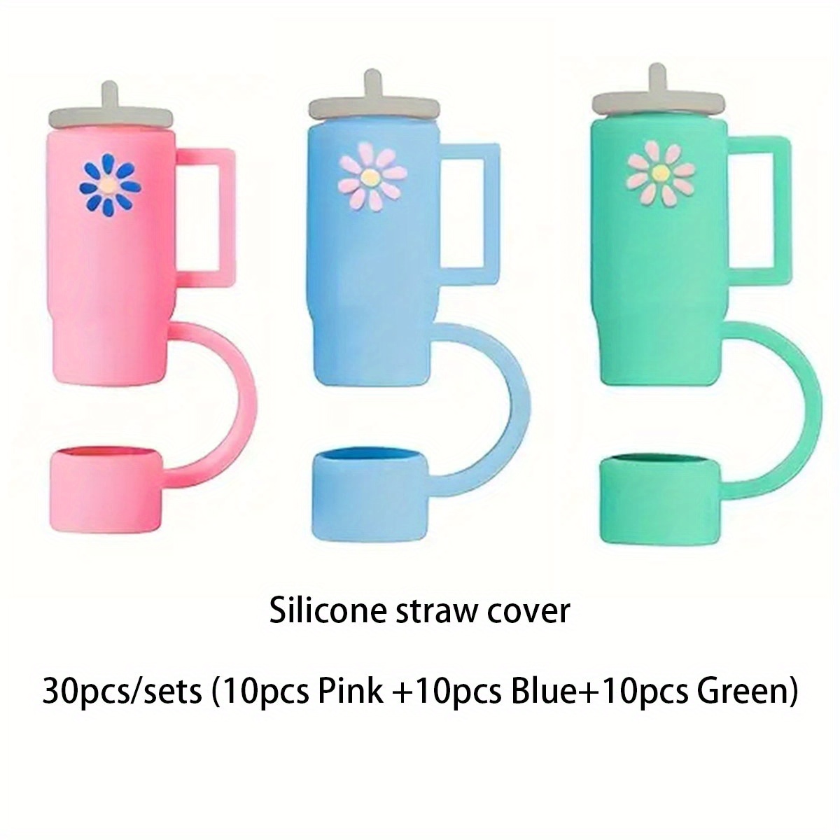 

30pcs/set Silicone Straw Cover, Reusable, Kitchen Drinking Straw Cover, Dustproof Plug, Suitable For Universal 10cm Diameter Straws