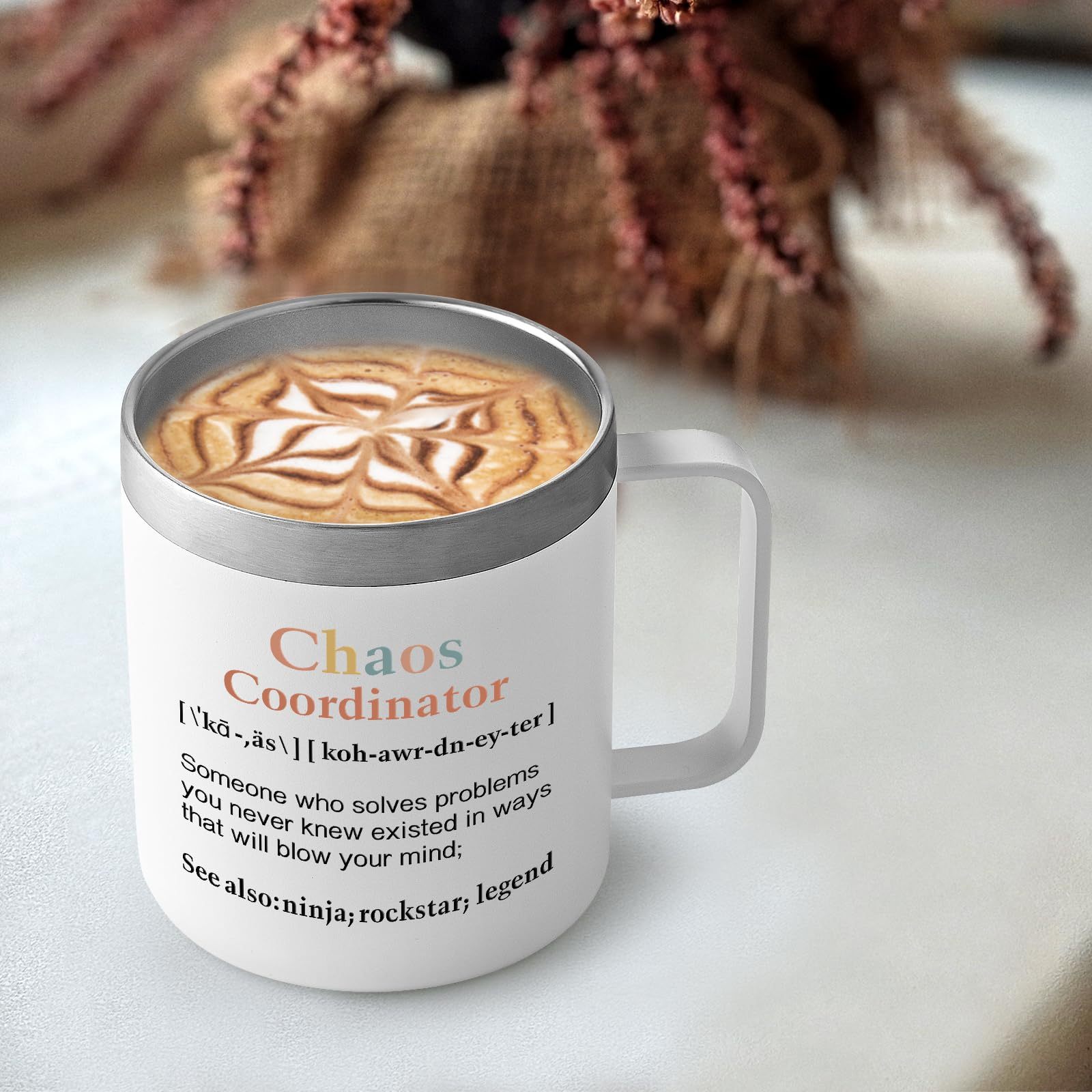 

1 Pc Chaos Coordinator Gifts Insulated Coffee Mug, Unique Office Gifts Idea For Coworker Boss Lady Women, Thank You Appreciation Gifts For Teacher Coworker Wedding Office, 12oz Travel Mug