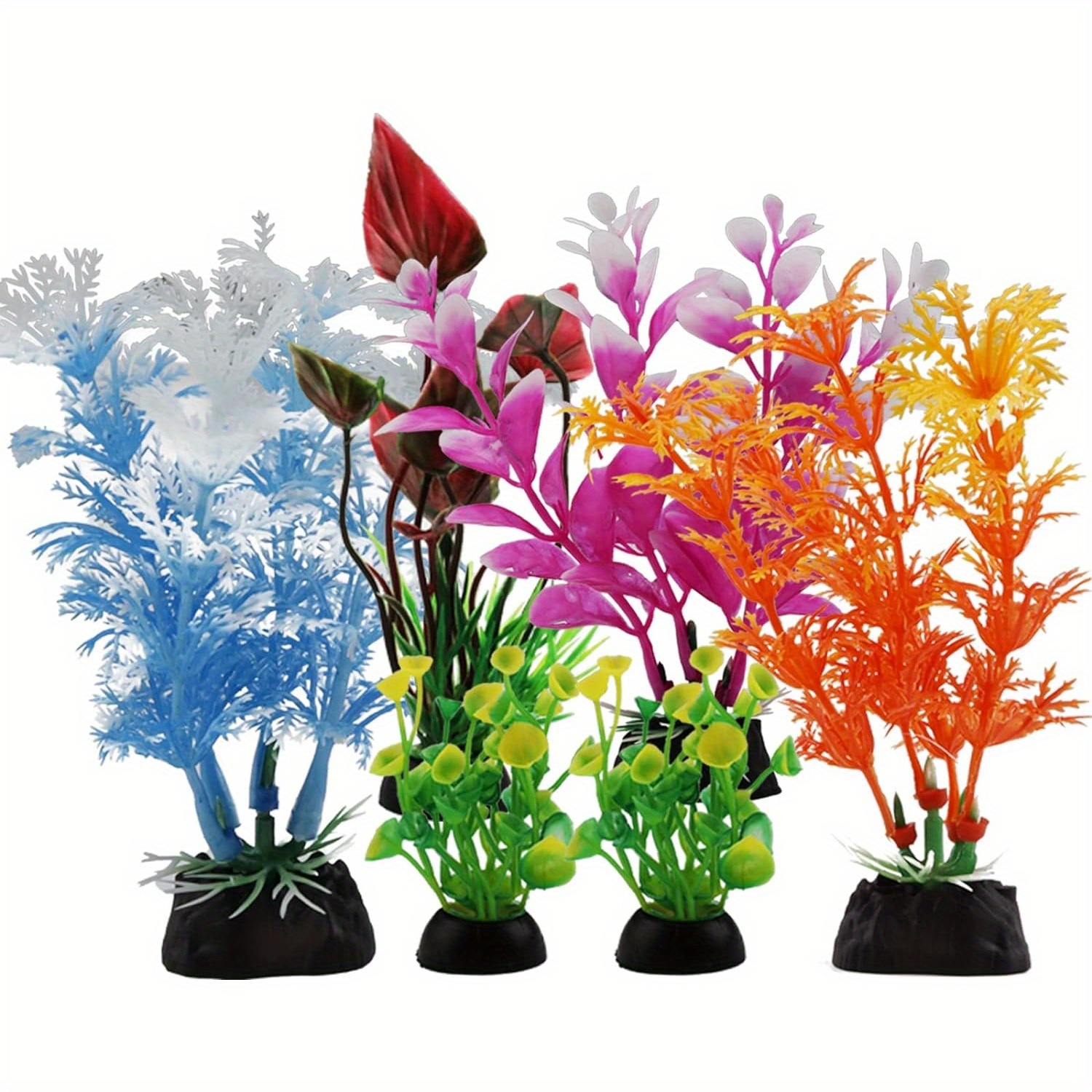Image of 6pcs Of Decorative Plants For Aquariums, Vibrant Additions For Fish Tanks, Miniature Plastic Plants For Aquatic Environments