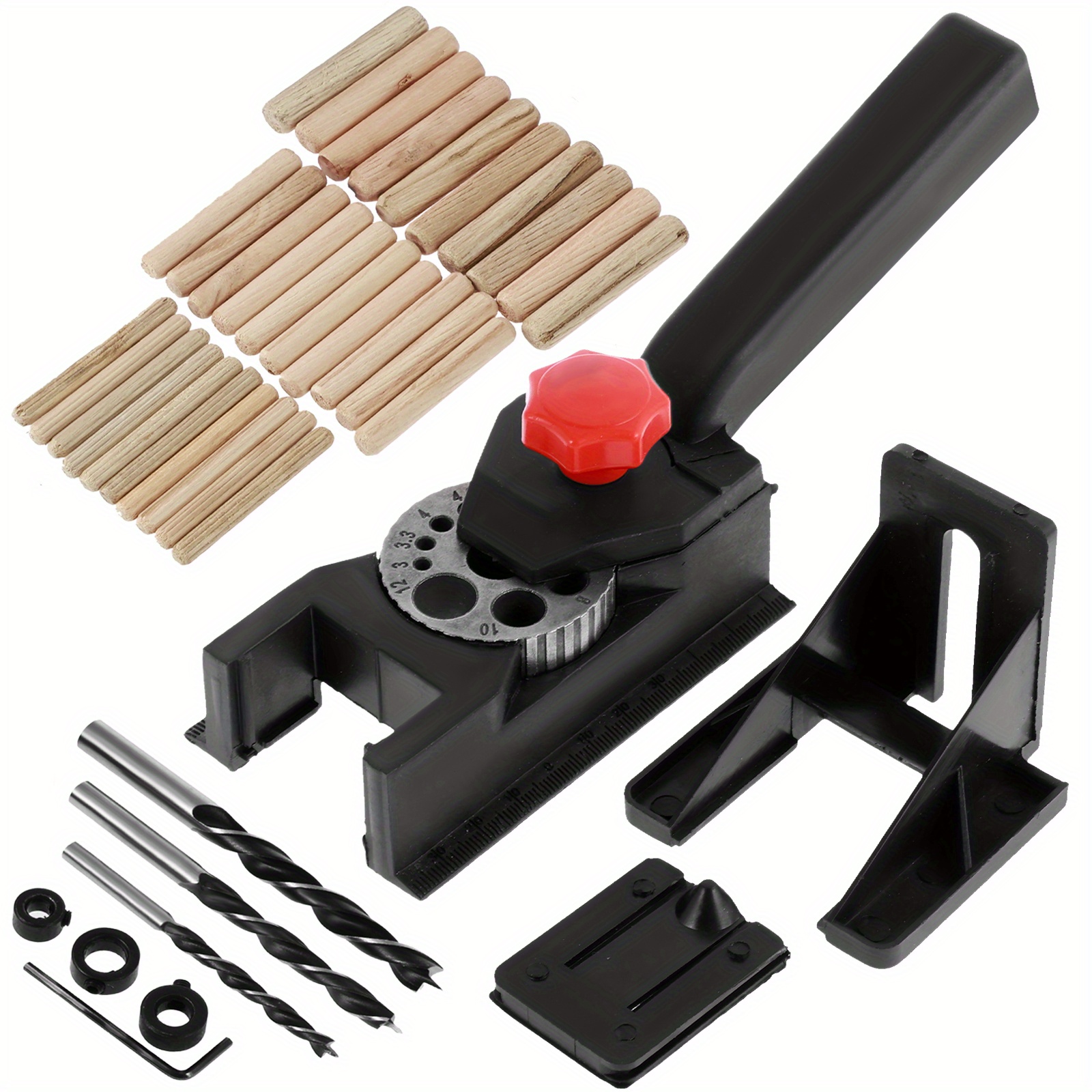 

Complete Diy Woodworking Doweling Jig Kit - 3-12mm Adjustable Angle, Multi-functional Handheld Tool With Drill Bits & Dowel Pins, Metal & Plastic, Ideal For Smooth Straight Holes & , Woodworking Tools