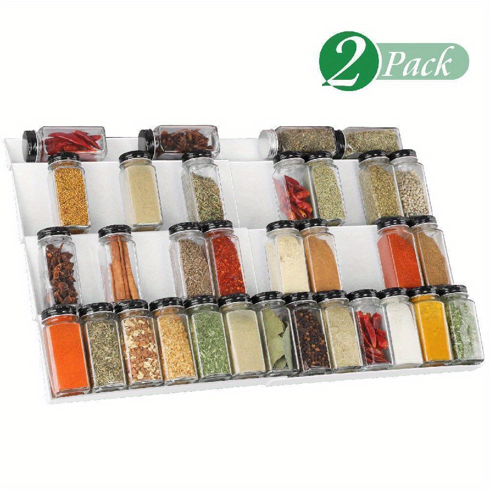 TEMU Cosansys Spice Drawer Organizer, 4 Tier Expandable Seasoning Rack Tray Insert For Kitchen Drawers, Spice Rack Tray For Drawer/countertop White
