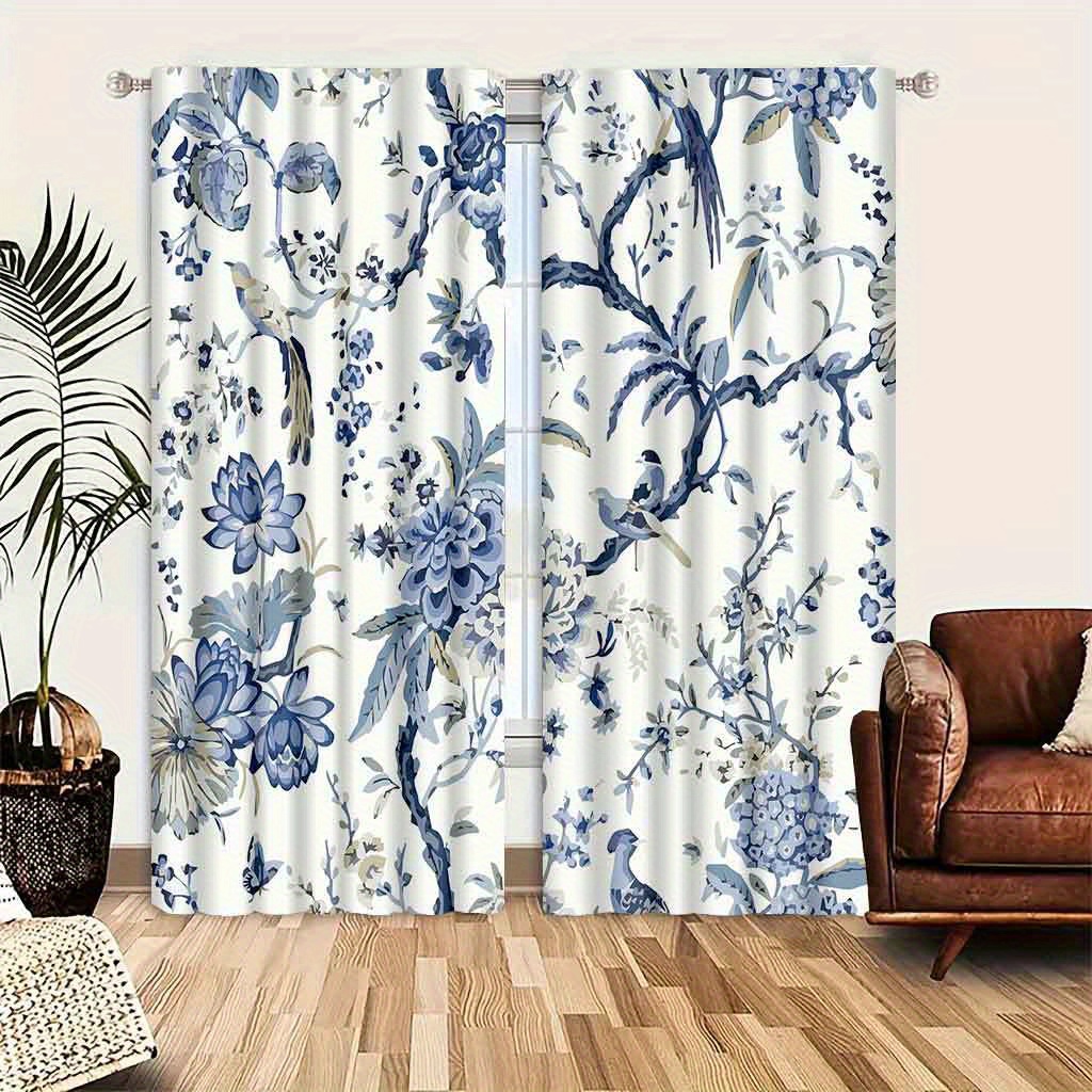 

Elegant Vintage Floral Curtains For Living Room & Bedroom - , Polyester , Rod , Machine Washable