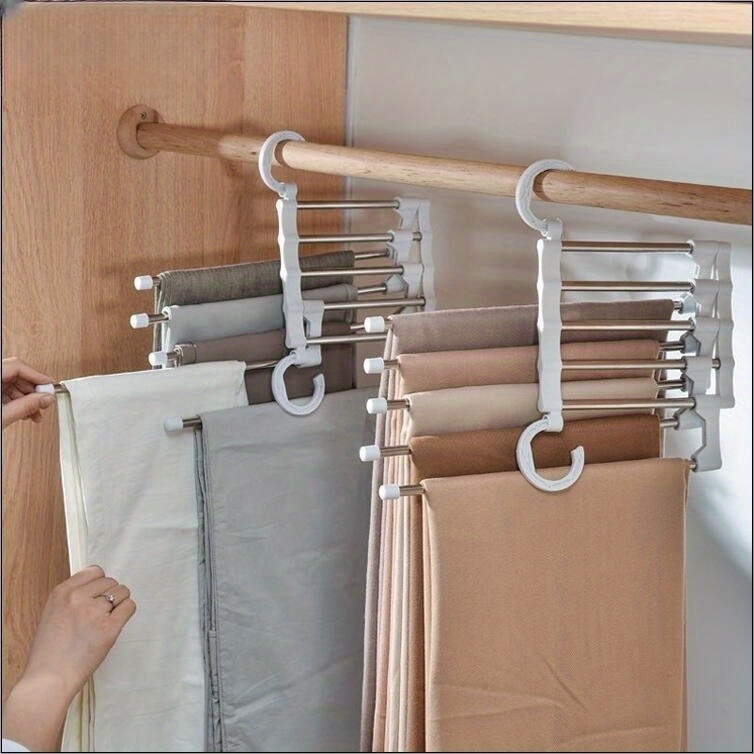 1  level space saving closet organizer versatile trouser hanger wardrobe storage rack for towels and clothes sleek bedroom accessory details 3