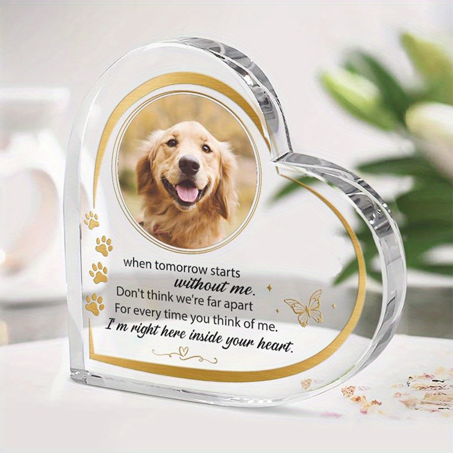 

Customizable Acrylic Heart-shaped Pet Memorial Plaque – Loss Of Pet Remembrance Gift, Pet Sympathy Heart Decor For Dogs And Cats, Rainbow Bridge Tribute Desk Ornament With Poem