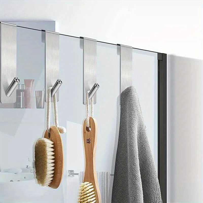 

3pcs Steel Over-the- - Install S- Towel & Bathrobe For , , - , -saving Bathroom Accessories