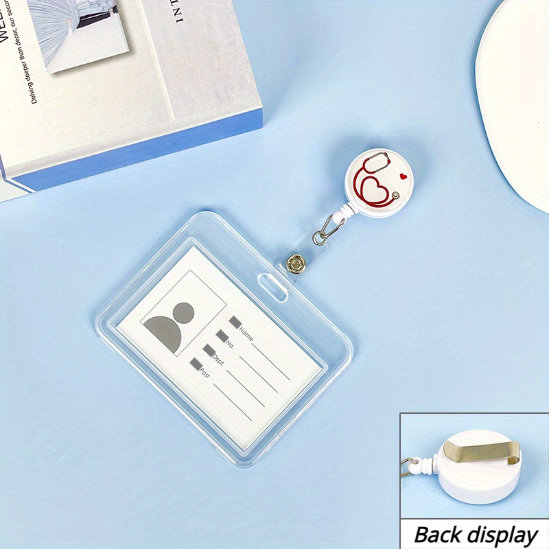 1 Pc Doctor Nurse Transparent Badge Card Holder Work Card Holder Retractable Badge Card Storage Pendant Medical Card Holder