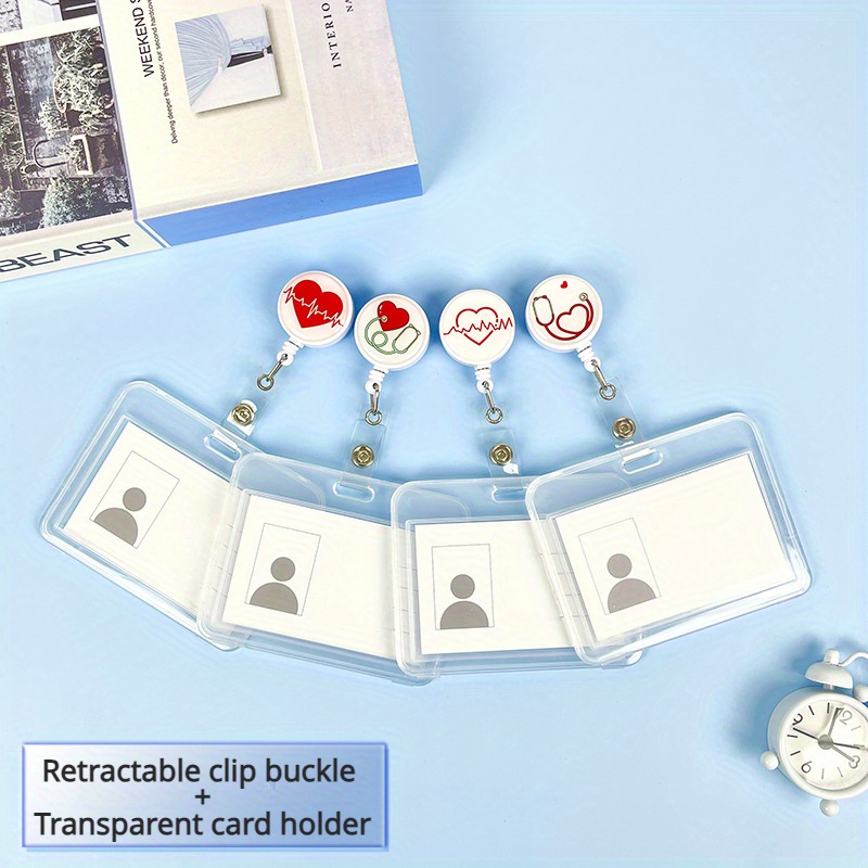 

1 Set Doctor Nurse Transparent Badge Card Holder Work Card Holder Retractable Badge Card Storage Pendant Medical Card Holder