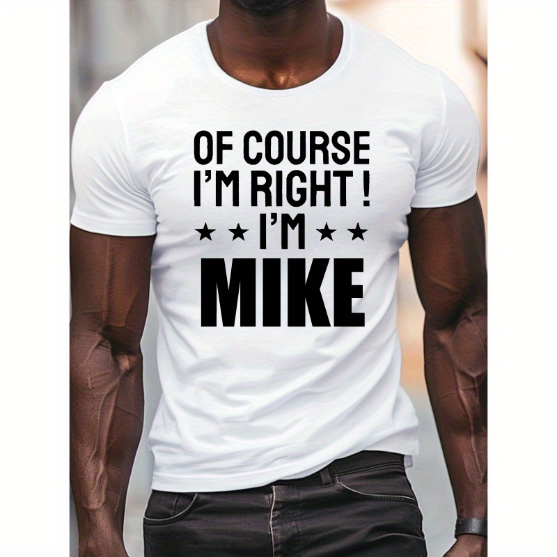 

I'm Mike Print Men's Comfy Crew Neck T-shirt - Casual Style With Classic Short Sleeves - Perfect For Summer Outdoor Activities