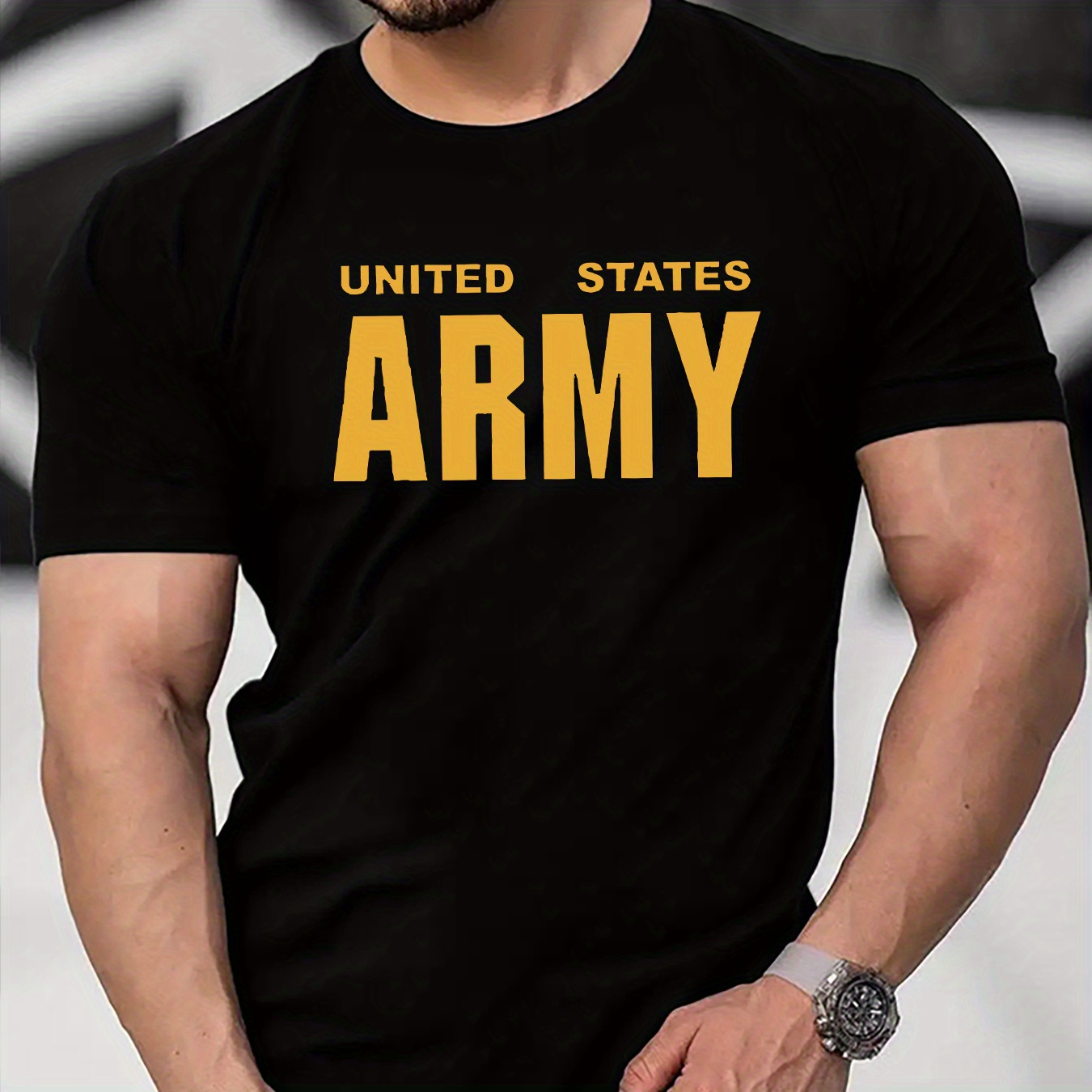 

1 Pc, 100% Cotton T-shirt, United States Army Print T Shirt, Tees For Men, Casual Short Sleeve T-shirt For Summer