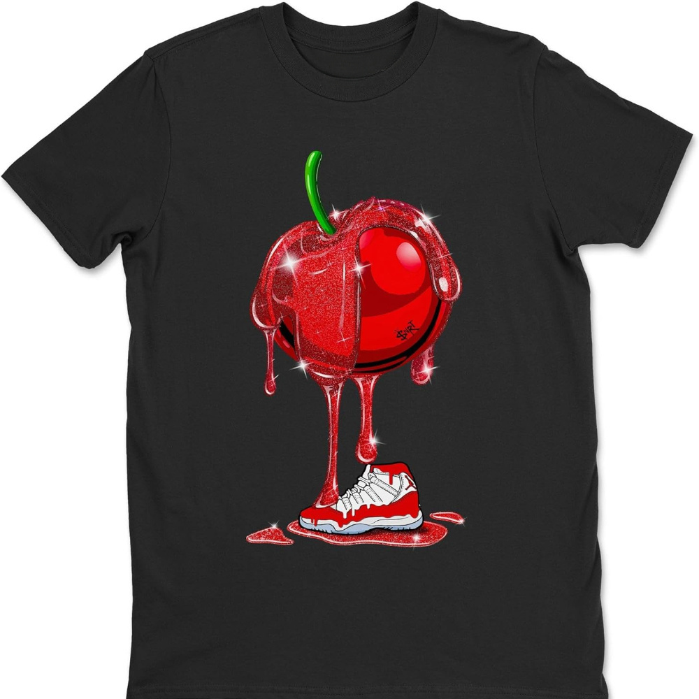 

Cherry Design Printed Dripping Cherries Sneaker Matching T-shirt