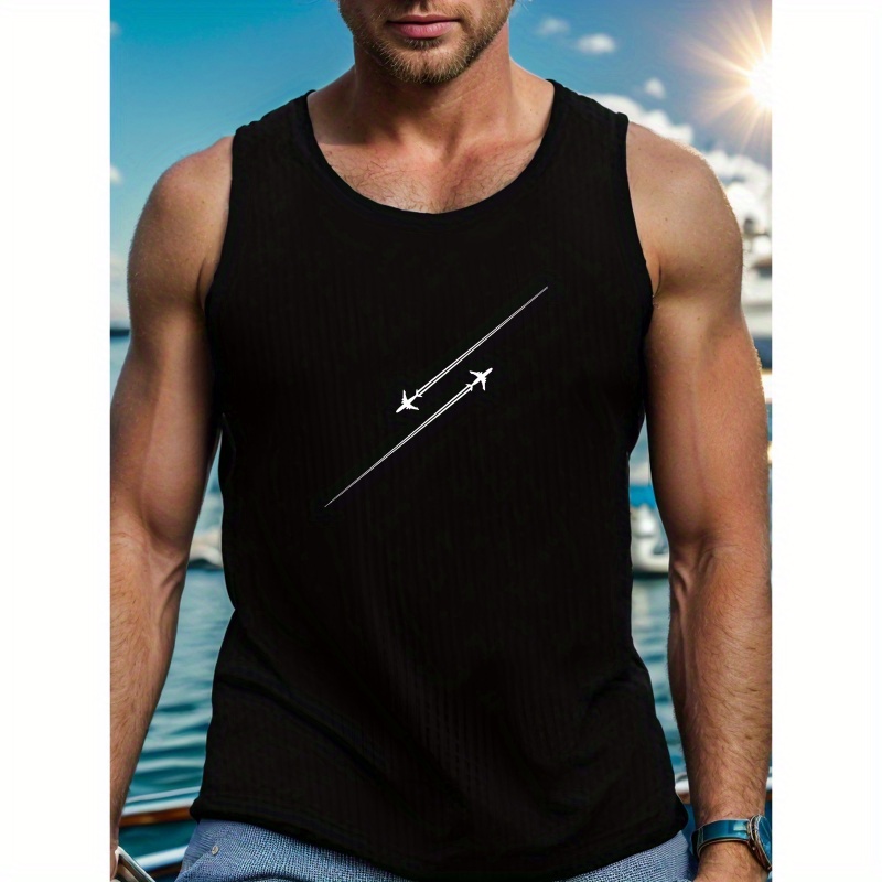 

Men's Casual & Stylish Tank Top, Arrow Print & Standard Size For Sports & Exercise