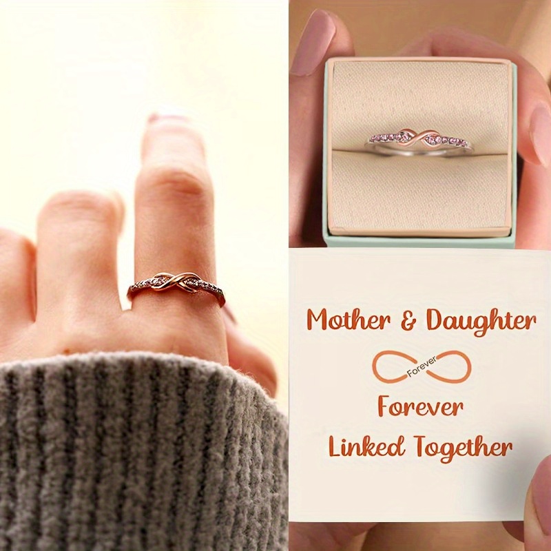 

Send Daughter Fashion Elegant Infinite Opening Ring Mother And Daughter Ring With Card Box Christmas Gift Birthday Gift