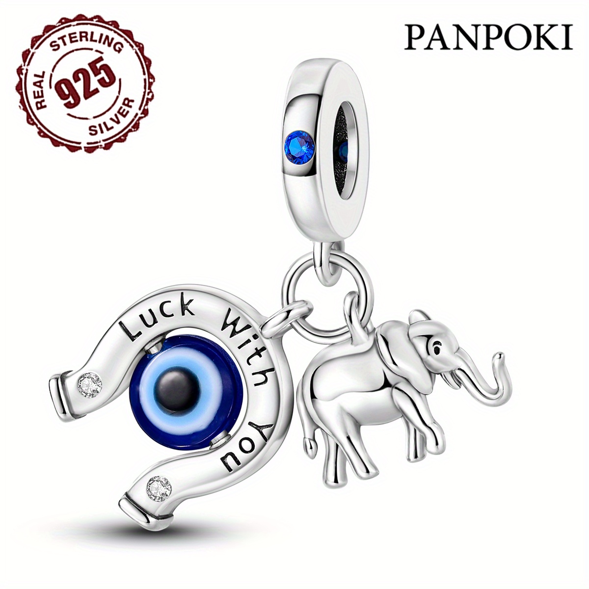 925 Sterling Silver Elephant & Hoof Buckle Amulet Pendant