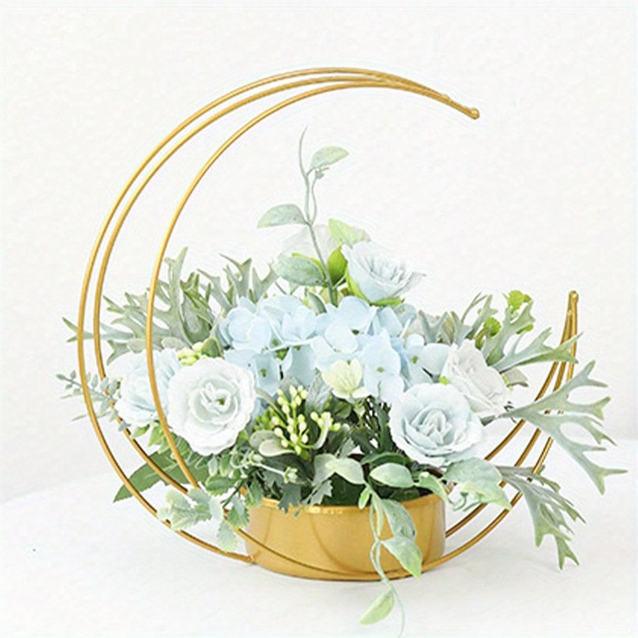 

1pc Portable Flower Basket Flower Box, Metal Flower Basket Golden Flower Arrangement, Wedding Flowers Decorations For Reception Tables Centerpieces Party Home Decor, Wedding Gifts