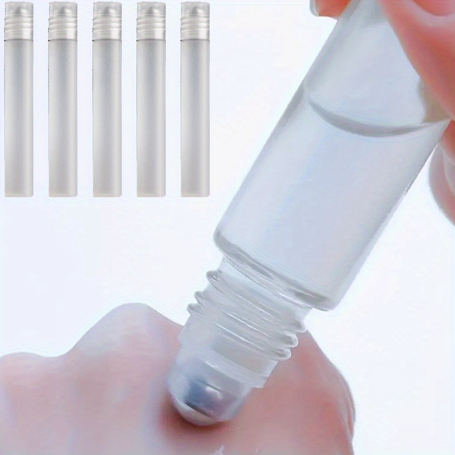 

5pcs 10ml Empty Roll Roller Ball Bottle On Plastic Stainless Steel Liquids Refillable Bottles Holders, Essential Oil Roller Bottle, Mini Bottle With Steel Roller Ball,