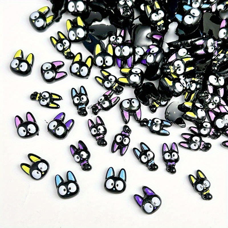 

40 Pcs Cute Black Cat Nail Art Charms, Mini Resin Kitty Studs For Diy Manicure, Y2k Sweet Cool Design, Alcohol-free Decorations