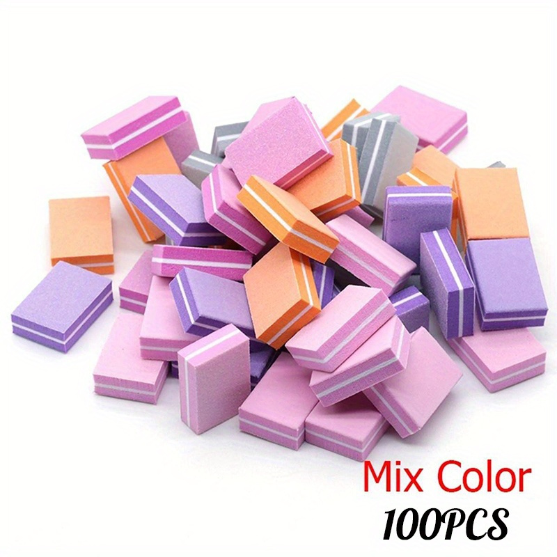 Image of 100pcs Double-sided Mini Buffing Sanding Files Block Pedicure Manicure Care Nail Art Buffer Manicure Pedicure Nail ，for Toenail& Foot Clean
