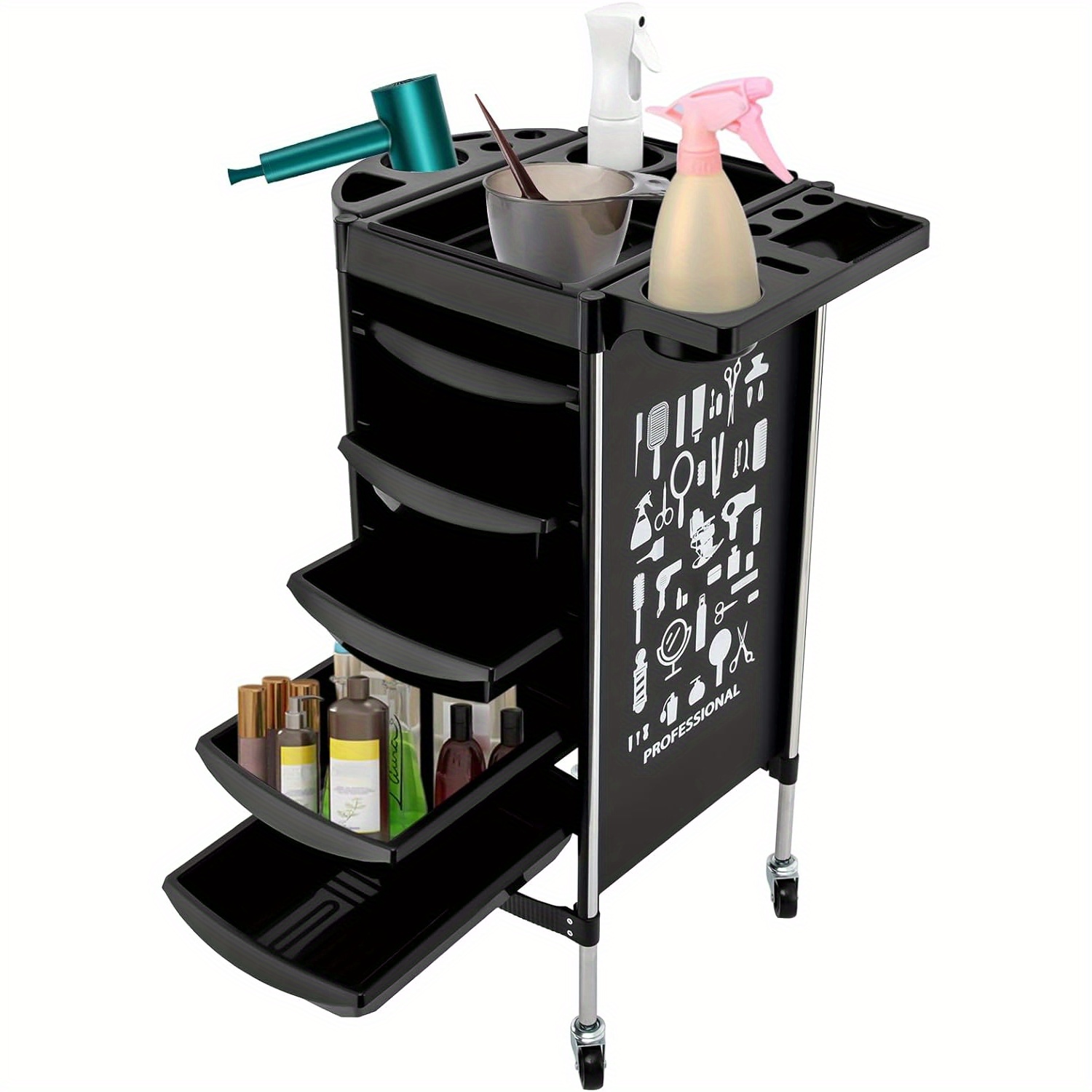 

52*36*90cm Roll 5 -out Drawers Spa Hairdresser For Hairdressing ()