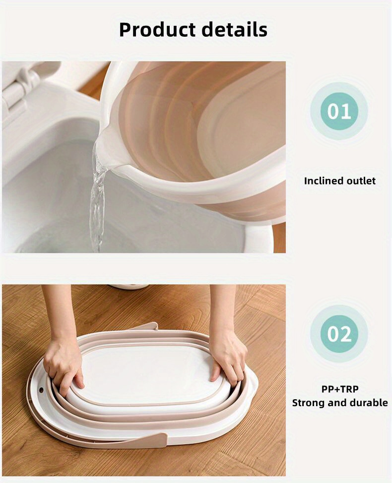multi purpose folding basin for camping bathtub   bath fishing car wash and kitchen use portable plastic bucket for household and outdoor activities camping accessories laundry hampers Product details 1
