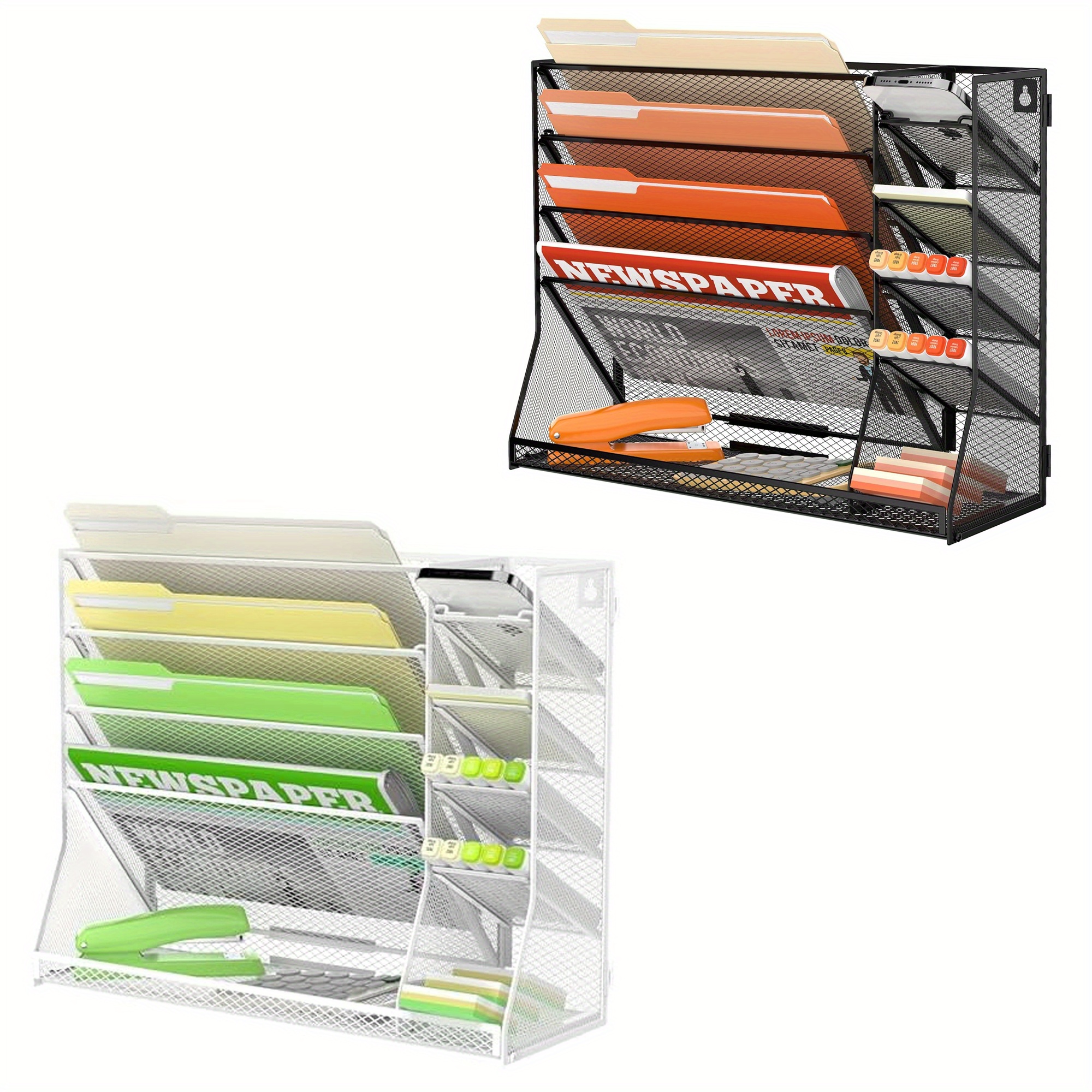 

Jmhud 5-layer Office Desk Organizer With 4 Pen Holders, Wall Mounted File Organizer, Office Desk Organizer And Accessories For Office Supplies, Office Wall Organizer With R-shaped Bottom Tray