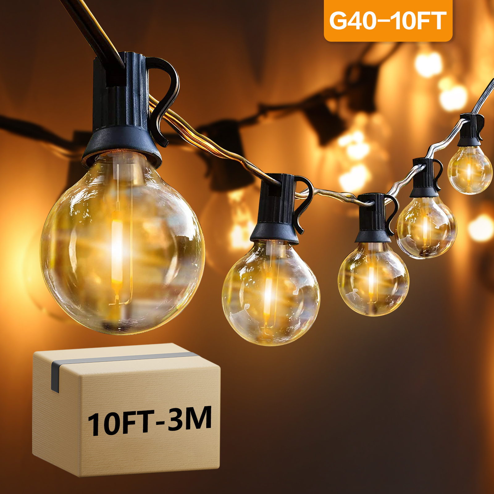 

The G40 Outdoor Led String Lights, With Bulbs, In Lengths Of 10/25/50//200ft, To Effortlessly , Porch, Backyard, And Pergola, A Unique Outdoor Lighting Effect.