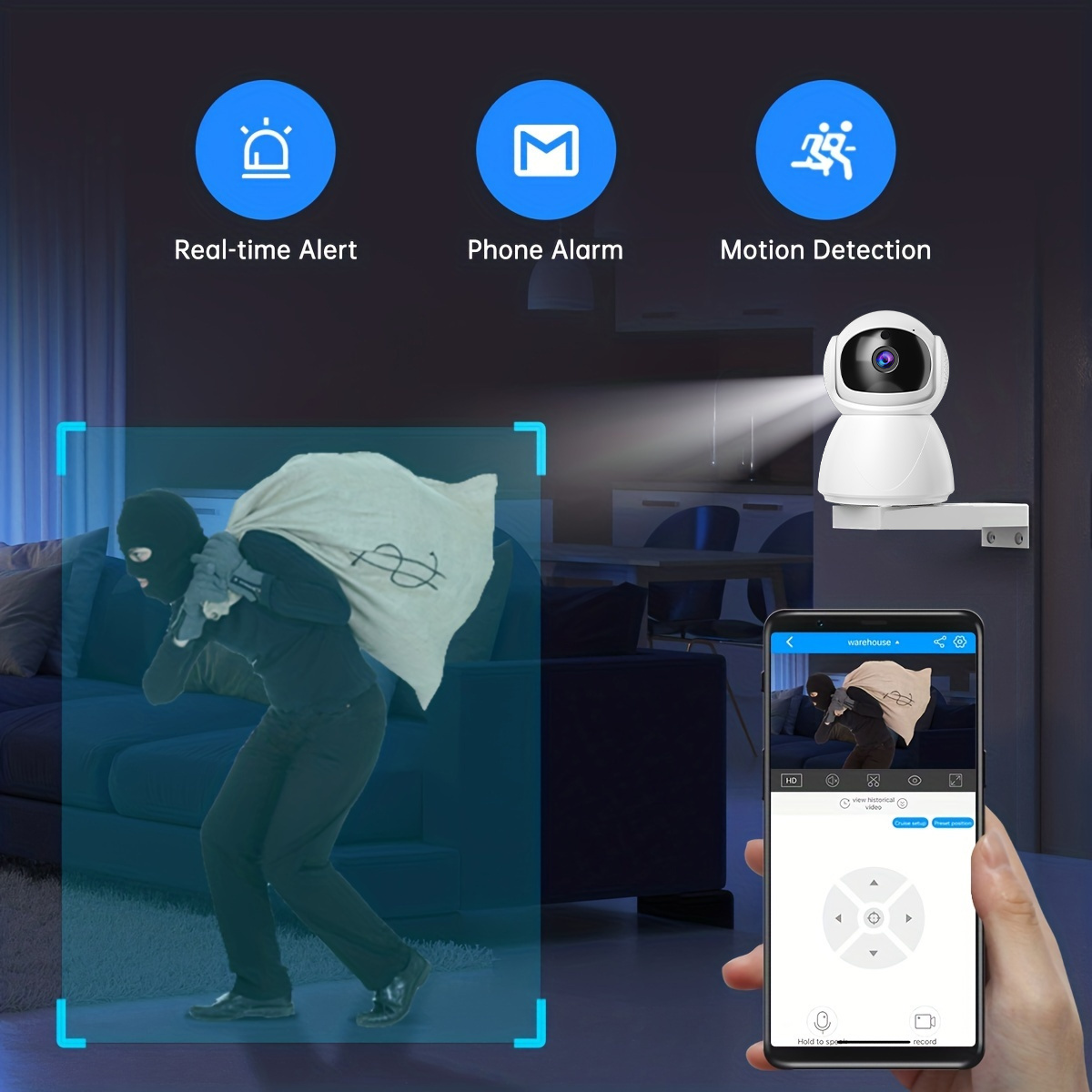 haomi for smart home security camera 1080p wifi cctv ip with ai tracking motion detection 24 7 alerts indoor video surveillance usb powered details 6