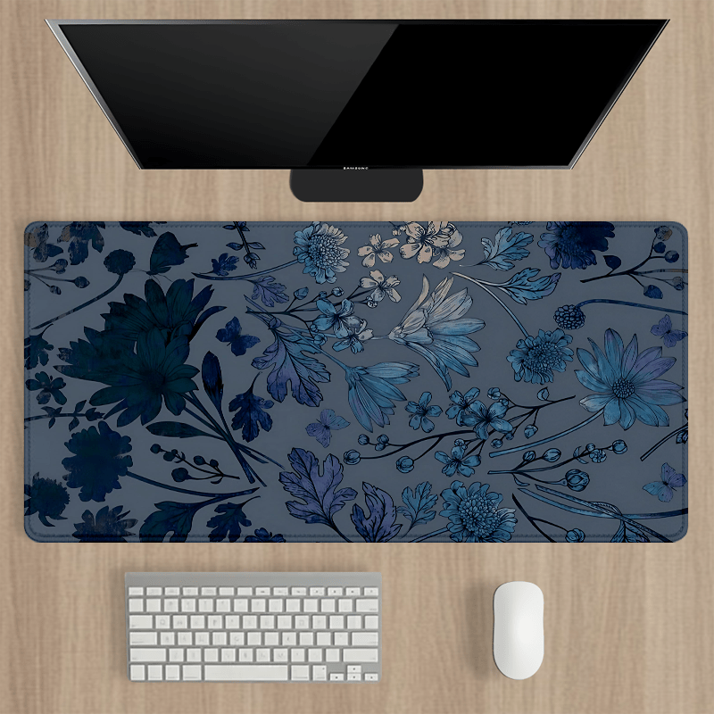 

Floral Large Gaming Mouse Pad, Mat, Non-slip Rubber Base Office Keyboard Pad, Oblong Table Accessory, Ideal Gift For Couples - 35.4x15.7 Inches