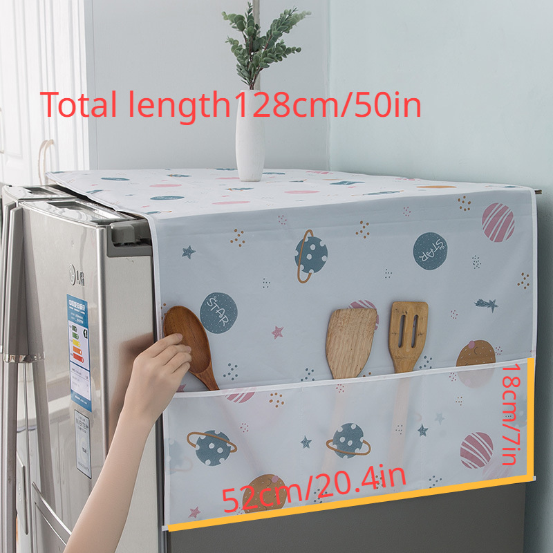 waterproof dust cover for refrigerator and washing machine with storage pockets multi use protection with organizational features for kitchen and laundry appliances details 3