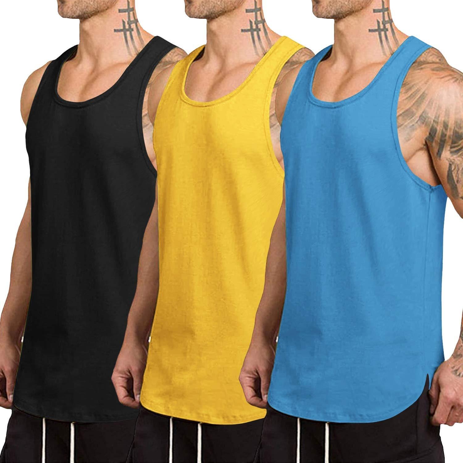 

Men's 3 Pack Quick Dry Workout Tank Top Gym Muscle Tee Fitness Bodybuilding Sleeveless T Shirt