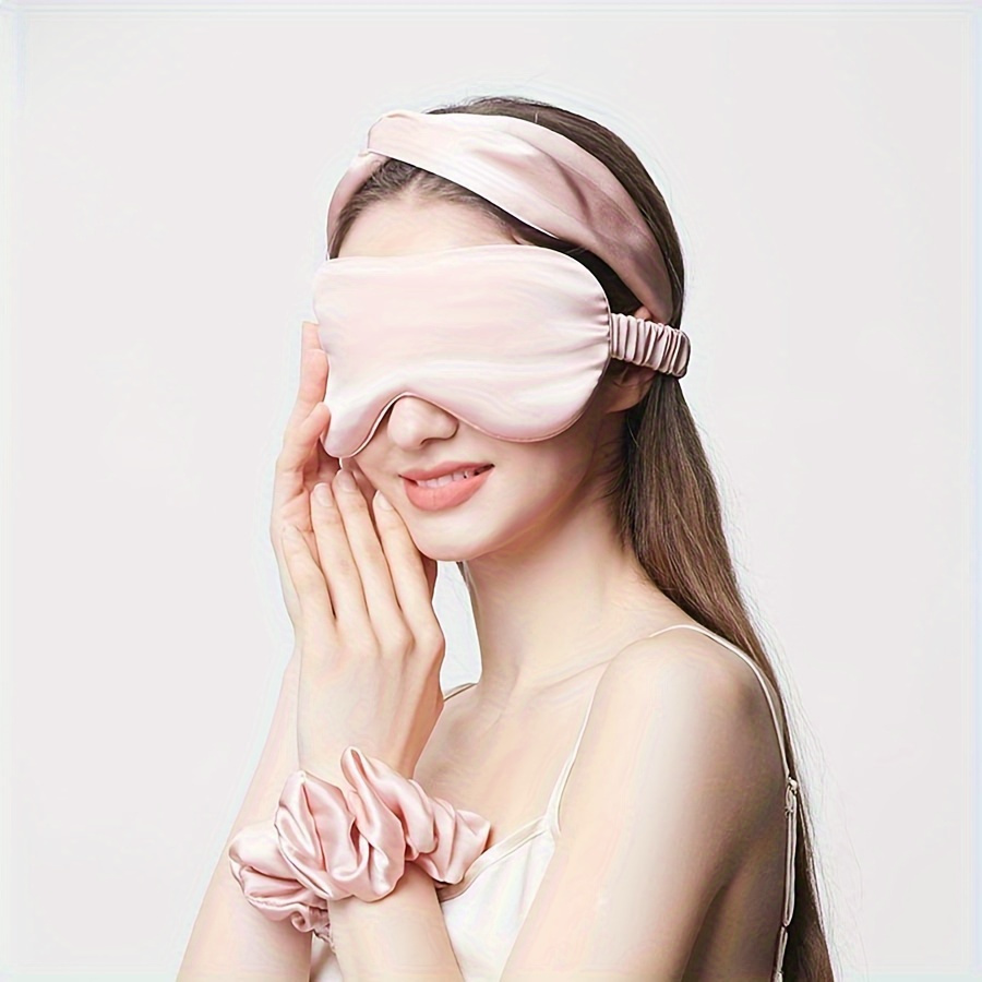 Rayon Satin Sleep Eye Mask Matching Storage Pouch Scrunchie - Temu