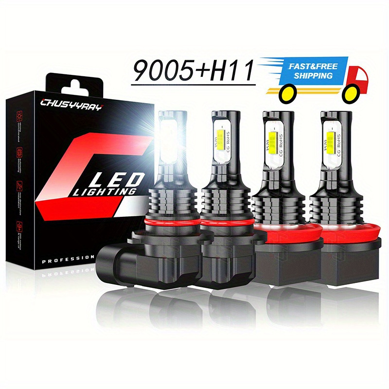 

9005+h11 Led Headlight Combo Beam Bulbs Bright Lamps