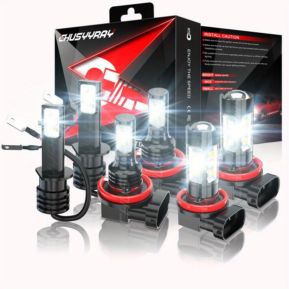 

Compatible With Ford 2012-2018 Led Headlight Bulbs Bright Light Leds Front Bulb Kit, H1 H11/h9 Led Bulbs Beam And H11 Fog Lights, 6 Pcs