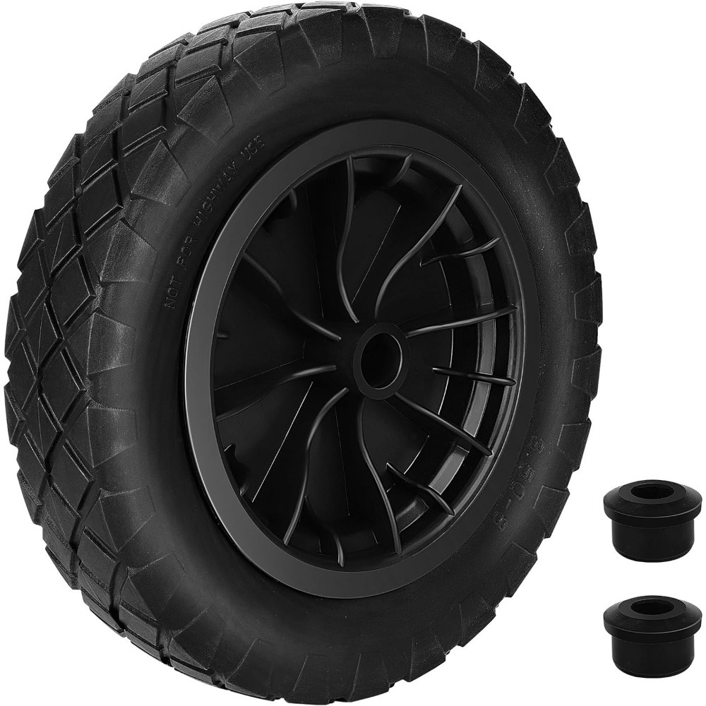 TEMU 14" Wheelbarrow Wheel 3.5-8 Pu Solid Wheel Heavy Duty Tire For Garden Trolley Trailer Truck (black)