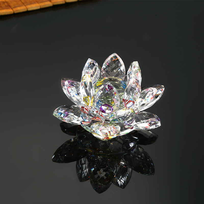 

1 pièce de cristal de fleur de lotus en verre - Attrape-lumière Shui étincelant pour décoration de de bord avec boîte cadeau