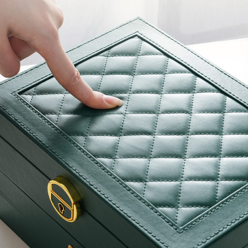 1pc rectangle jewelry box multi layer large capacity zipper closure tabletop with practical and exquisite design for girls women mom friends birthday valentines day jewelry organizers Product details 5
