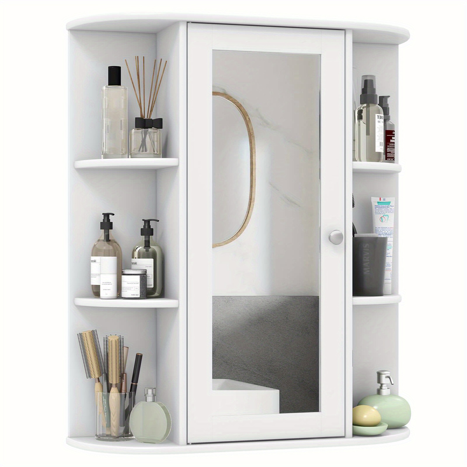 

Goplus Bathroom Cabinet Single Door Shelves Wall Mount Cabinet W/