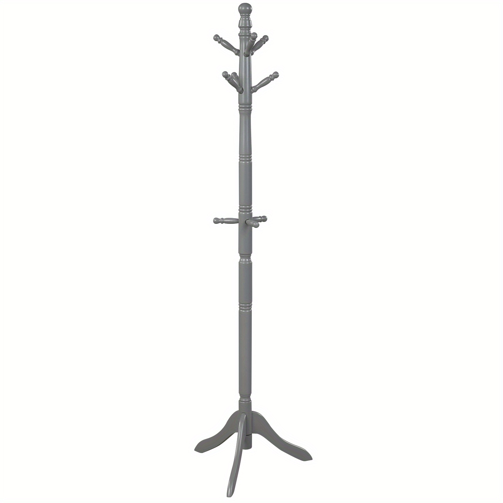 

Goplus Free Standing Coat Rack Wooden Hall Tree 2 Adjustable Height W/ 9 Hooks Grey